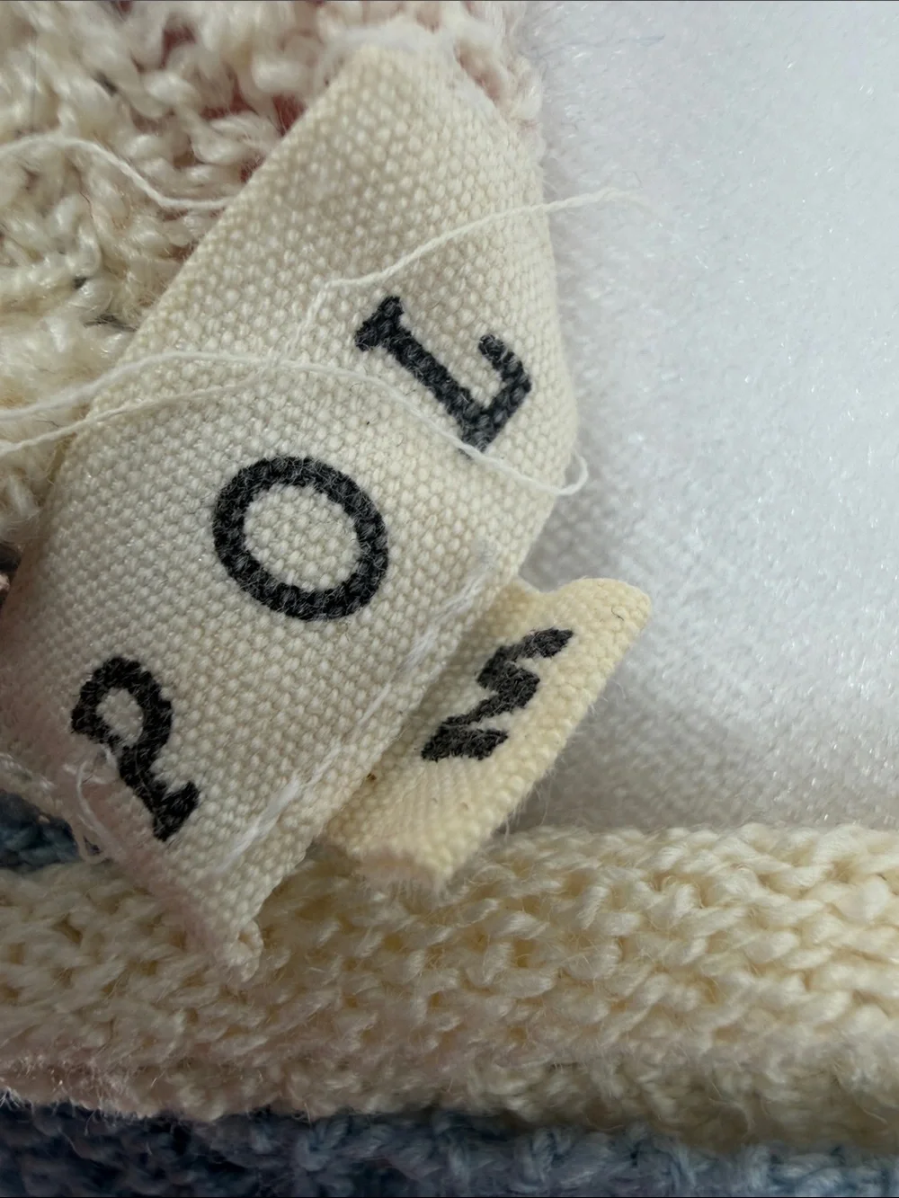 POL Cream Blue Colorblock Crochet Open Knit Oversized Boho Sweater M
